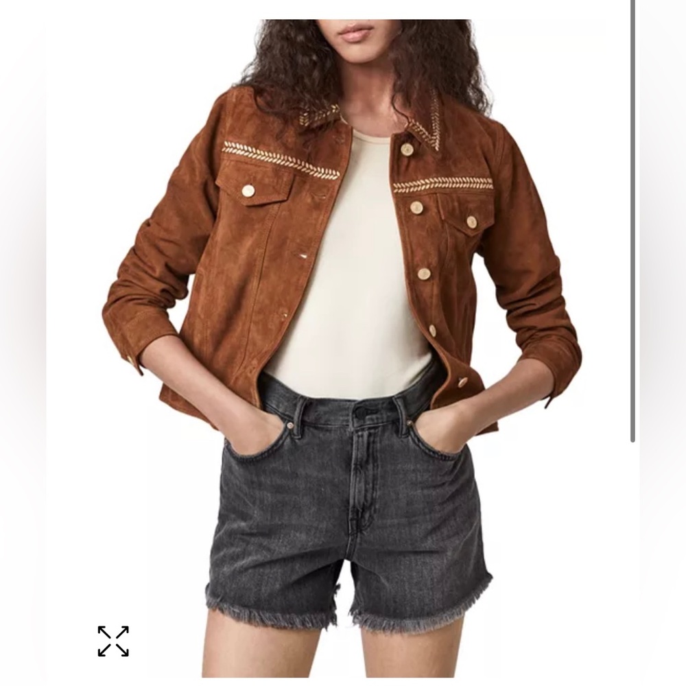 All Saints Delvy Suede Trucker Jacket Size: US 4